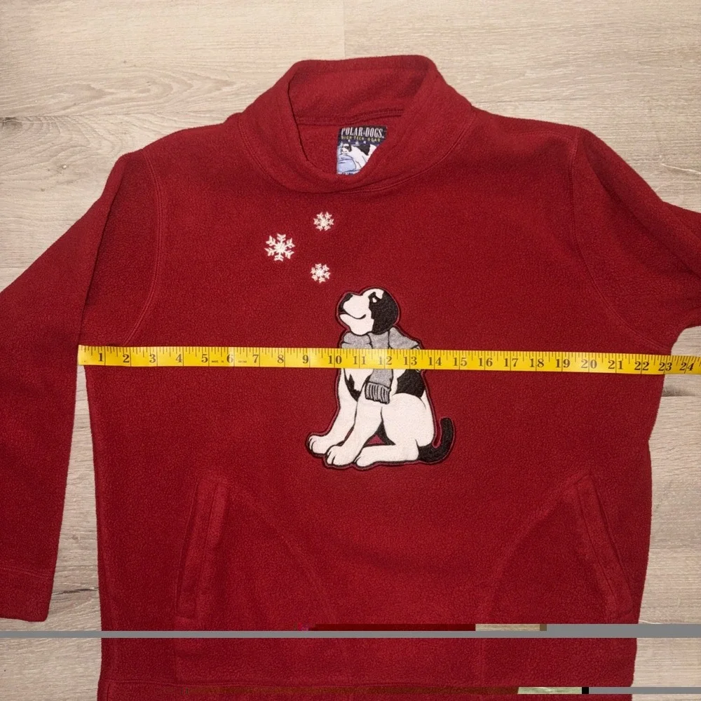 Vtg Big Dogs Polar Dogs Embroidered Pullover Sweater Woman's Large Red Snow